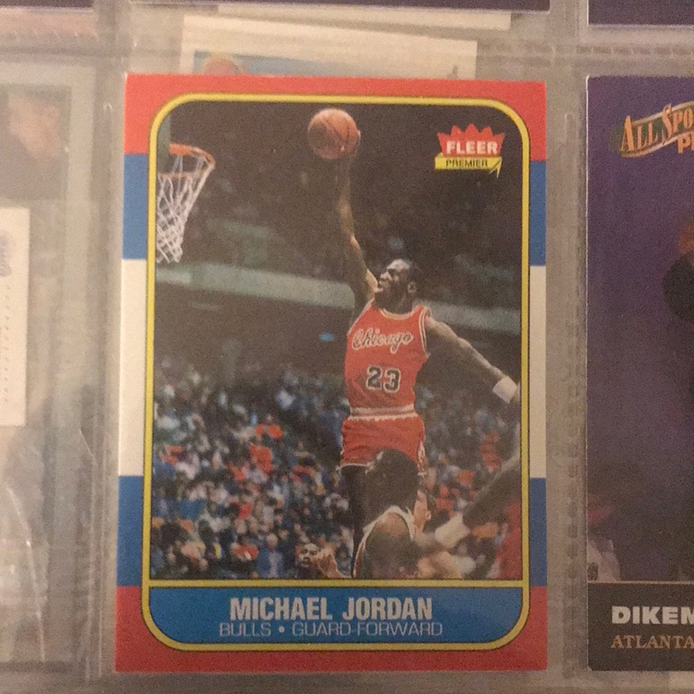 Michael Jordan reprint rookie card fleer 1986 reprint in mint shape not handled